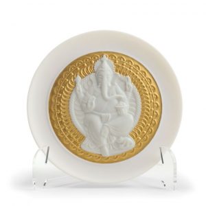 Lord Ganesha Decorative Plate. Golden Lustre